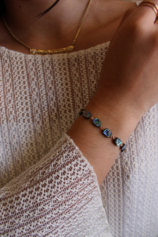 Juju~ Sterling Silver Squared Abalone Bracelet